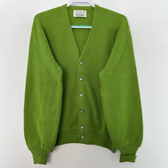 Vtg 60s Sweater Cardigan Mens M Alpaca Wool Kurt Cobain Arnold Palmer RARE Color - Picture 9 of 11